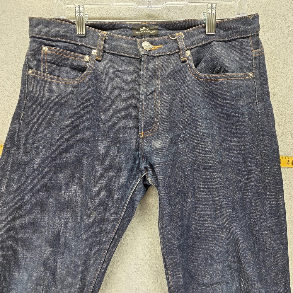 A.P.C. Jeans Mens 31x30 Blue Selvedge Petit New Standard Raw Denim Button Fly - Picture 13 of 16